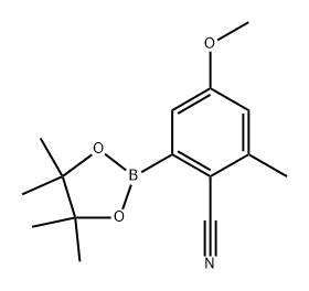 4-methoxy-2-methyl-6-(4,4,5,5-tetramethyl-1,3,2-dioxaborolan-2-yl)benzonitrile Struktur