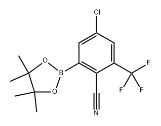 4-chloro-2-(4,4,5,5-tetramethyl-1,3,2-dioxaborolan-2-yl)-6-(trifluoromethyl)benzonitrile Struktur