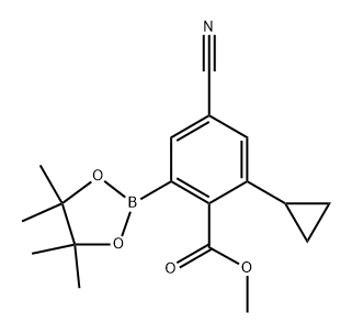 methyl 4-cyano-2-cyclopropyl-6-(4,4,5,5-tetramethyl-1,3,2-dioxaborolan-2-yl)benzoate Structure