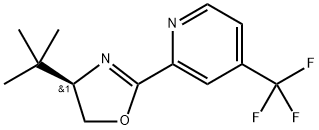 Pyridine, 2-[(4R)-4-(1,1-dimethylethyl)-4,5-dihydro-2-oxazolyl]-4-(trifluoromethyl)- Struktur