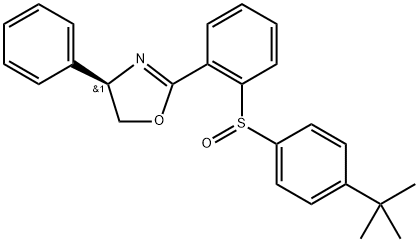 Oxazole, 2-[2-[(R)-[4-(1,1-dimethylethyl)phenyl]sulfinyl]phenyl]-4,5-dihydro-4-phenyl-, (4R)- Struktur