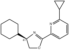 Pyridine, 2-[(4R)-4-cyclohexyl-4,5-dihydro-2-oxazolyl]-6-cyclopropyl- Struktur