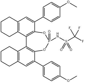 Methanesulfonamide, 1,1,1-trifluoro-N-[(11bS)-8,9,10,11,12,13,14,15-octahydro-2,6-bis(4-methoxyphenyl)-4-oxidodinaphtho[2,1-d:1',2'-f][1,3,2]dioxaphosphepin-4-yl]- Struktur