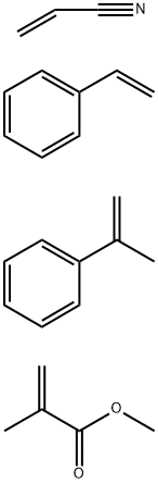 2-Propenoic acid, 2-methyl-, methyl ester, polymer with ethenylbenzene, (1-methylethenyl)benzene and 2-propenenitrile Struktur