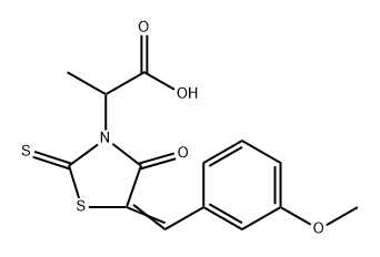 2-[(5E)-5-[(3-methoxyphenyl)methylidene]-4-oxo-2-sulfanylidene-1,3-thiazolidin-3-yl]propanoic acid Struktur