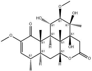 Picras-2-ene-1,16-dione, 11,13,14-trihydroxy-2,12-dimethoxy-, (11.alph a.,12.beta.)- Struktur