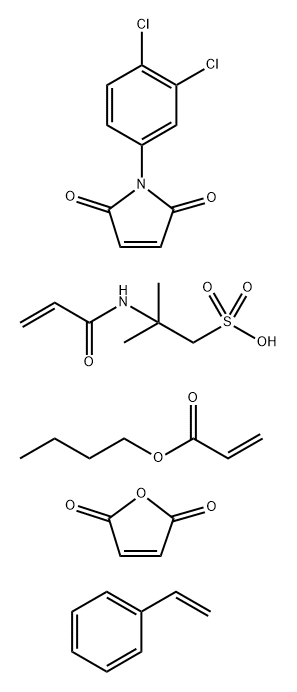 Butyl 2-propenoate polymer with 1-(3,4-dichlorophenyl)-1H-pyrrole-2,5-dione, ethenylbenzene, 2,5-furandione and 2-methyl-2-[(1-oxo-2-propenyl)amino]-1-propanesulfonic acid Struktur