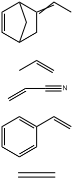 2-Propenenitrile, polymer with ethene, ethenylbenzene, 5-ethylidenebicyclo2.2.1hept-2-ene and 1-propene Struktur