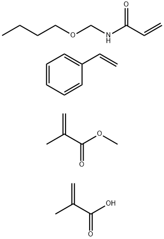 2-Propenoic acid, 2-methyl-, polymer with N-(butoxymethyl)-2-propenamide, ethenylbenzene and methyl 2-methyl-2-propenoate Struktur