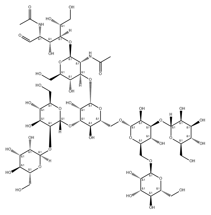 O-ALPHA-D-甘露糖基-(1-3)-O-[ALPHA-D-甘露糖基-(1-6)]-O-ALPHA-D-甘露糖基-(1-6)-O-[O-ALPHA-D-甘露糖基-(1-2)-ALPHA-D-甘露糖基-(1-3)]-O-BETA-D-甘露糖基-(1-3)-O-2-(乙酰氨基)-2-脫氧-BETA-D-吡喃葡萄糖基-(1-4)-2-(乙酰氨基)-2-脫氧-D-葡萄糖, 340982-27-6, 結(jié)構(gòu)式