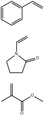 2-Propenoic acid, 2-methyl-, methyl ester, polymer with ethenylbenzene and 1-ethenyl-2-pyrrolidinone 2-Propenoic acid,2-methyl-,methyl ester,polymer with ethenylbenzene and 1-ethenyl-2-pyrrolidinone Struktur