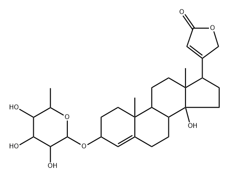 3β-[(6-Deoxy-α-L-mannopyranosyl)oxy]-14-hydroxycarda-5,20(22)-dienolide Struktur