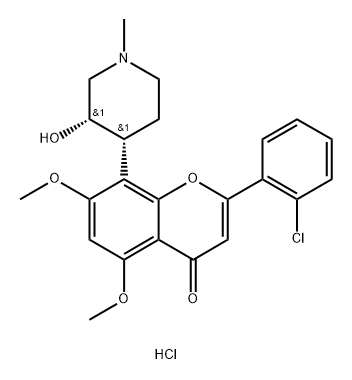 4H-1-Benzopyran-4-one, 2-(2-chlorophenyl)-8-[(3S,4R)-3-hydroxy-1-methyl-4-piperidinyl]-5,7-dimethoxy-, hydrochloride (1:1) Struktur