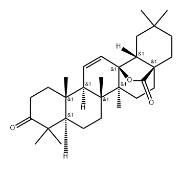 Olean-11-en-28-oic acid, 13-hydroxy-3-oxo-, γ-lactone Struktur