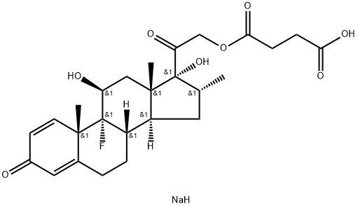 Pregna-1,4-diene-3,20-dione, 21-(3-carboxy-1-oxopropoxy)-9-fluoro-11,17-dihydroxy-16-methyl-, monosodium salt, (11β,16α)- (9CI) Struktur