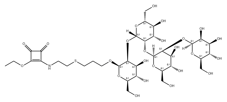 4-[[2-[[3-([O-BETA-D-甘露糖基-(1-2)-O-BETA-D-甘露糖基-(1-2)-O-BETA-D-甘露糖基-(1-2)-BETA-D-甘露糖基]氧基)丙基]硫基]乙基]氨基]-3-乙氧基-3-環(huán)丁烯-1,2-二酮, 385842-90-0, 結(jié)構(gòu)式