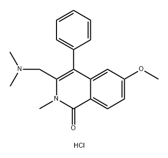 1(2H)-Isoquinolinone, 3-[(dimethylamino)methyl]-6-methoxy-2-methyl-4-phenyl-, hydrochloride (1:1) Structure