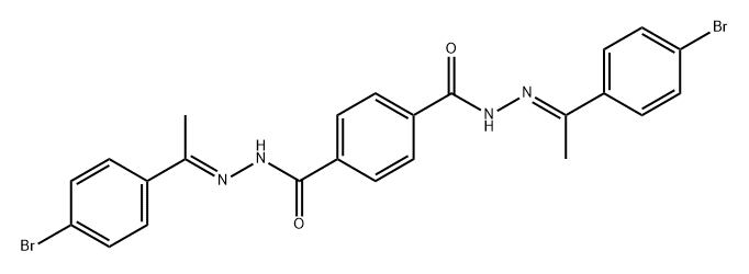 1-N-[(E)-1-(4-bromophenyl)ethylideneamino]-4-N-[(Z)-1-(4-bromophenyl)ethylideneamino]benzene-1,4-dicarboxamide Struktur