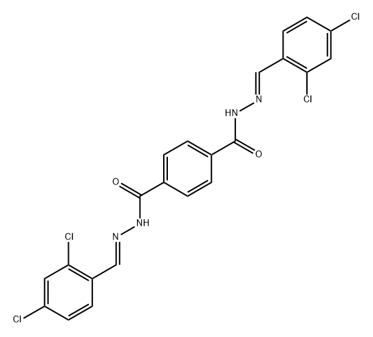 1-N,4-N-bis[(E)-(2,4-dichlorophenyl)methylideneamino]benzene-1,4-dicarboxamide Struktur