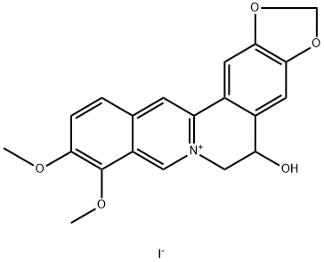 Benzo[g]-1,3-benzodioxolo[5,6-a]quinolizinium, 5,6-dihydro-5-hydroxy-9,10-dimethoxy-, iodide (9CI) Struktur