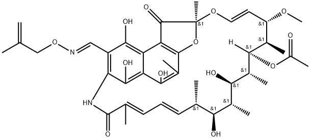 3-[(2-Methyl-2-propenyl)oxyiminomethyl]rifamycin SV Struktur