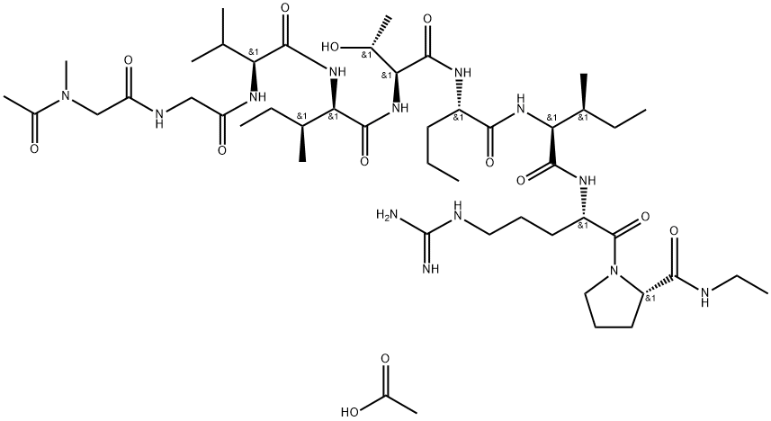 L-Prolinamide, N-acetyl-N-methylglycylglycyl-L-valyl-D-alloisoleucyl-L-threonyl-L-norvalyl-L-isoleucyl-L-arginyl-N-ethyl-, monoacetate (salt) (9CI) Struktur