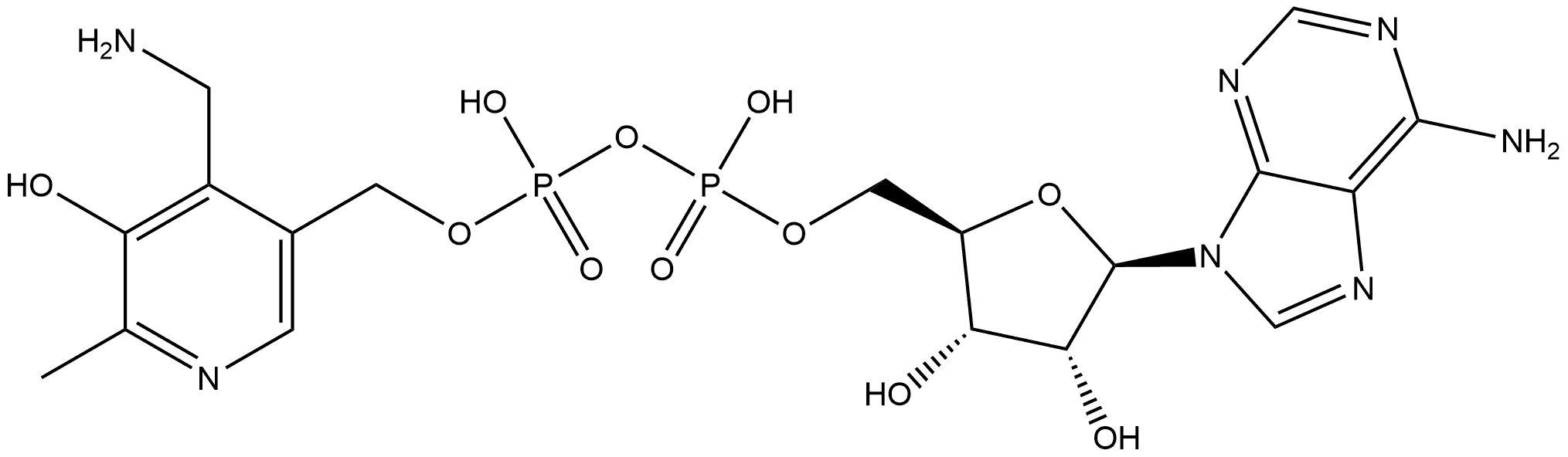 Adenosine 5'-(trihydrogen diphosphate), 5'-[[4-(aminomethyl)-5-hydroxy-6-methyl-3-pyridinyl]methyl] ester (9CI) Struktur