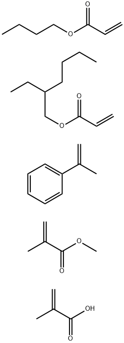 2-Propenoic acid, 2-methyl-, polymer with butyl 2-propenoate, 2-ethylhexyl 2-propenoate, (1-methylethenyl)benzene and methyl 2-methyl-2-propenoate Struktur