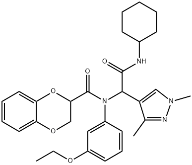 1H-Pyrazole-4-acetamide,N-cyclohexyl-alpha-[[(2,3-dihydro-1,4-benzodioxin-2-yl)carbonyl](3-ethoxyphenyl)amino]-1,3-dimethyl-(9CI) Struktur