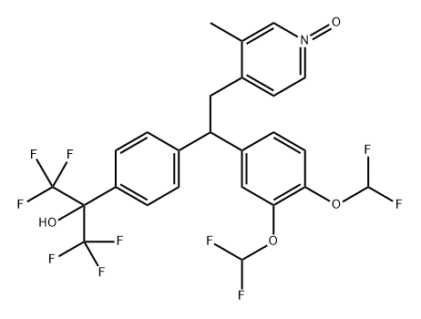 Benzenemethanol, 4-[1-[3,4-bis(difluoromethoxy)phenyl]-2-(3-methyl-1-oxido-4-pyridinyl)ethyl]-α,α-bis(trifluoromethyl)- Struktur