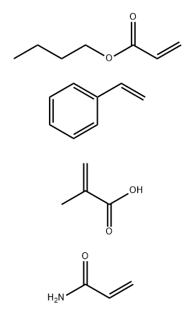 2-Propenoic acid, 2-methyl-, polymer with butyl 2-propenoate, ethenylbenzene and 2-propenamide Struktur