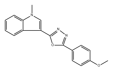 2-(4-甲氧基苯基)-5-(1-甲基-1H-吲哚-3-基)-1,3,4-惡二唑 結(jié)構(gòu)式