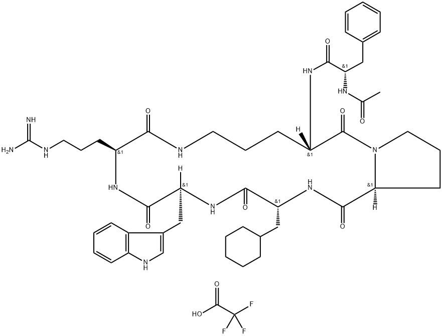 L-Arginine, N-acetyl-L-phenylalanyl-L-ornithyl-L-prolyl-3-cyclohexyl-D-alanyl-L-tryptophyl-, (6→2)-lactam, trifluoroacetate (9CI) Struktur