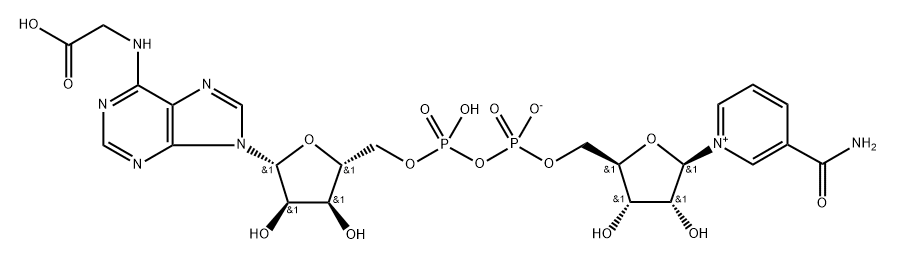 Glycine, N-[9-[5-O-[hydroxy(phosphonooxy)phosphinyl]-β-D-ribofuranosyl]-9H-purin-6-yl]-, P'→5'-ester with 3-(aminocarbonyl)-1-β-D-ribofuranosylpyridinium, inner salt Struktur