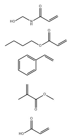 2-Propenoic acid, 2-methyl-, methyl ester,polymer with butyl-2-propenoate, ethenylbezene,N-(hydroxymethyl)-2-propenamide, and 2-propenoic acid 2-Propenoic acid,2-methyl-,methyl ester,polymer with butyl-2-propenoate,ethenylbezene,N-(hydroxymethyl)-2-propenamide,and 2-propenoic acid Struktur