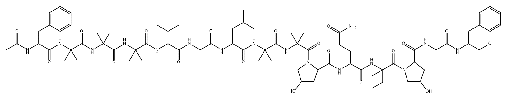 L-Alaninamide, N-acetyl-L-phenylalanyl-2-methylalanyl-2-methylalanyl-2-methylalanyl-L-valylglycyl-L-leucyl-2-methylalanyl-2-methylalanyl-(4R)-4-hydroxy-L-prolyl-L-glutaminyl-D-isovalyl-(4R)-4-hydroxy-L-prolyl-N-[(1S)-1-(hydroxymethyl)-2-phenylethyl]- Struktur