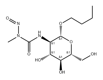 Butyl 2-deoxy-2-(3-methyl-3-nitrosoureido)-β-D-glucopyranoside Struktur