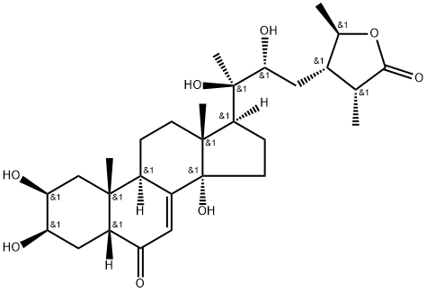 (22R,24S,25R,28R)-2β,3β,14,20,22,28-ヘキサヒドロキシ-6-オキソ-5β-スチグマスタ-7-エン-26-酸γ-ラクトン 化學(xué)構(gòu)造式
