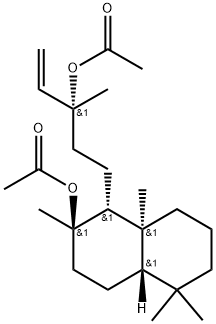 1-Naphthalenepropanol,2-(acetyloxy)-a-ethenyldecahydro-a,2,5,5,8a-pentamethyl-,acetate,(aR,1R,2R,4aS,8aS)- (9CI) Struktur