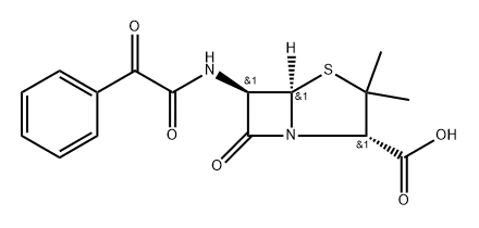 4-Thia-1-azabicyclo[3.2.0]heptane-2-carboxylic acid, 3,3-dimethyl-7-oxo-6-[(oxophenylacetyl)amino]-, [2S-(2α,5α,6β)]- (9CI) Struktur