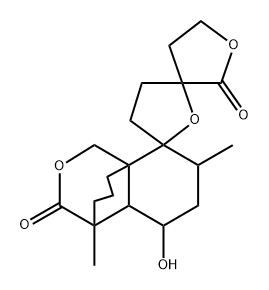 (3S,4''S,4''aβ,5'R,8''aα)-4,5,3',4',4''a,5'',6'',7''-Octahydro-5''α-hydroxy-4'',7''β-dimethyldispiro[furan-3(2H),2'(5'H)-furan-5',8''-[8H-4,8a]propano[1H-2]benzopyran]-2,3''(4''H)-dione Struktur