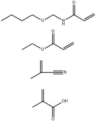 2-Propenoic acid, 2-methyl-, polymer with N-(butoxymethyl)-2-propenamide, ethyl 2-propenoate and 2-methyl-2-propenenitrile Struktur