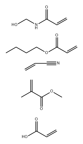 2-Propenoic acid, 2-methyl-,methyl ester,polymer with butyl 2-propenoate, N-(hydroxymethyl)-2-propenamide, 2-propenamide, 2-propenenitrile and 2-propenoic acid Struktur