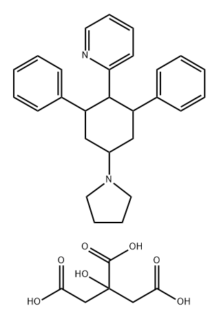 Pyridine, 2-[2,6-diphenyl-4-(1-pyrrolidinyl)cyclohexyl]-, 2-hydroxy-1,2,3-propanetricarboxylate (1:) Struktur