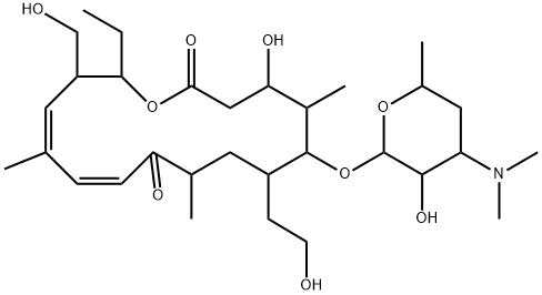 Cirramycin A1, 12,13-deepoxy-12,13-didehydro-20-deoxo-4'-deoxy-20,23-dihydroxy- (9CI) Struktur