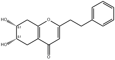 4H-1-Benzopyran-4-one, 5,6,7,8-tetrahydro-6,7-dihydroxy-2-(2-phenylethyl)-, (6S,7R)-rel-(-)- Struktur