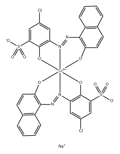 Chromate(3-), bis[5-chloro-2-hydroxy-3- [(2-hydroxy-1-naphthalenyl)azo]benzenesulfonato(3 -)]-, trisodium Struktur