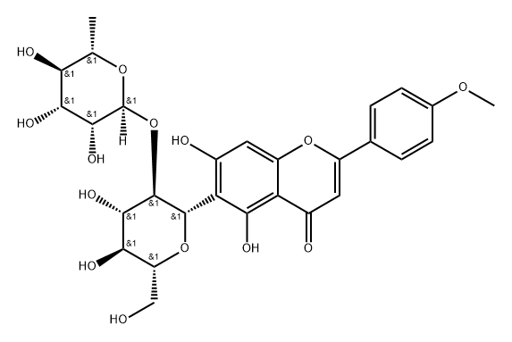 4H-1-Benzopyran-4-one, 6-[2-O-(6-deoxy-α-L-mannopyranosyl)-β-D-glucopyranosyl]-5,7-dihydroxy-2-(4-methoxyphenyl)-|ISOMARGARITENE