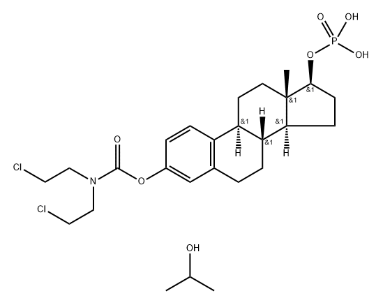 Solvate of (17-beta)-17-(phosphonooxy)estra-1(10),2,4-trien-3-yl bis(2-chloroethyl)carbamate with propan-2-ol (1:1) Struktur