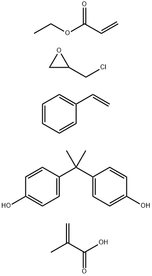 2-Propenoic acid, 2-methyl-, polymer with (chloromethyl)oxirane, ethenylbenzene, ethyl 2-propenoate and 4,4'-(1-methylethylidene)bis[phenol] Struktur